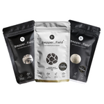 Set: Black and white Kampot pepper, lyophilized flakes of fermented Kampot pepper (Pepper Flakes)