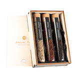 Ensemble de grands tubes à essai avec 3 types de poivre en coffrets cadeaux (3× 70 g)
