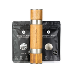 Moulin double DUOMILL + 2x50g de poivre Kampot noir et blanc selon votre choix