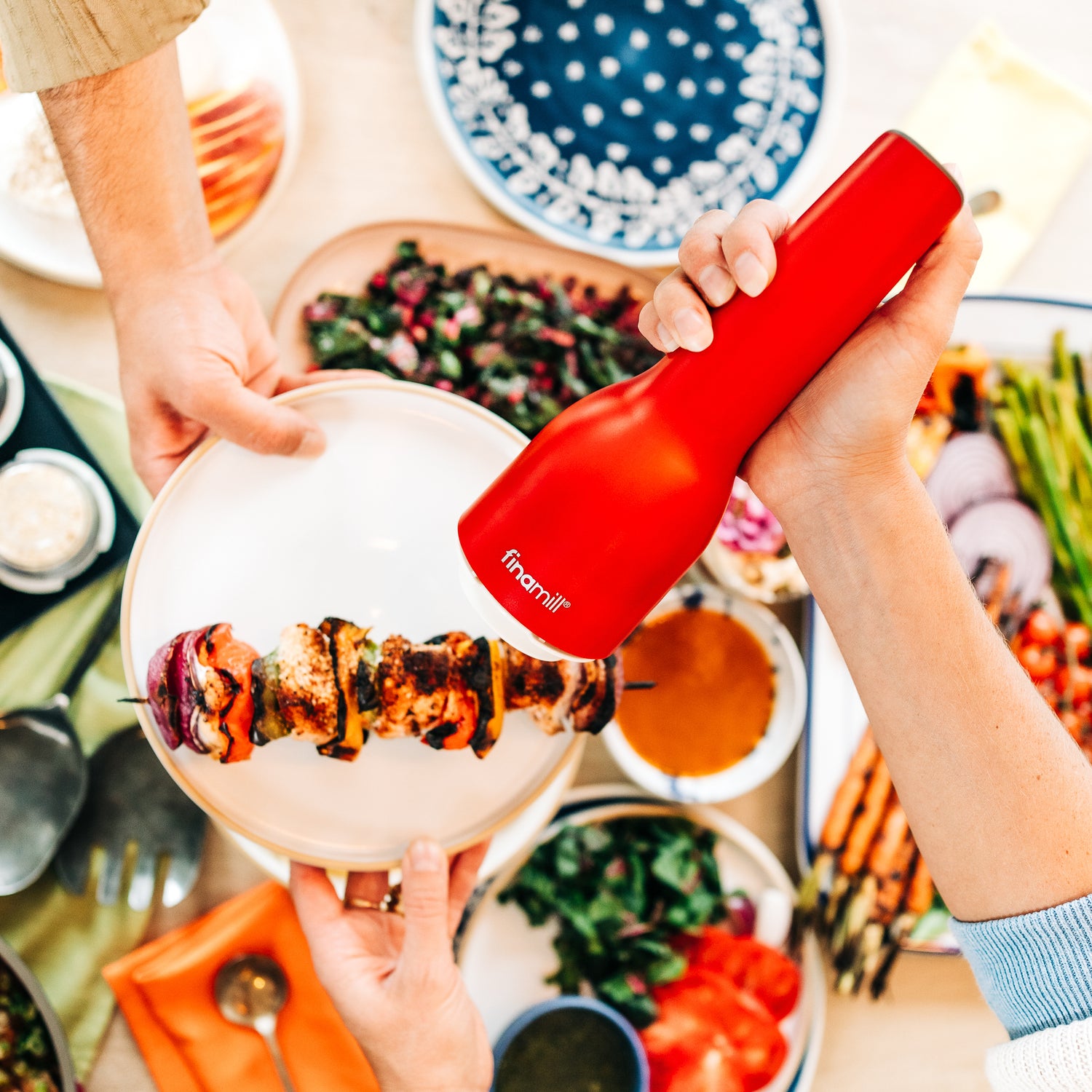 Finamill rouge, moulin électrique rechargeable avec deux réservoirs ProPlus 