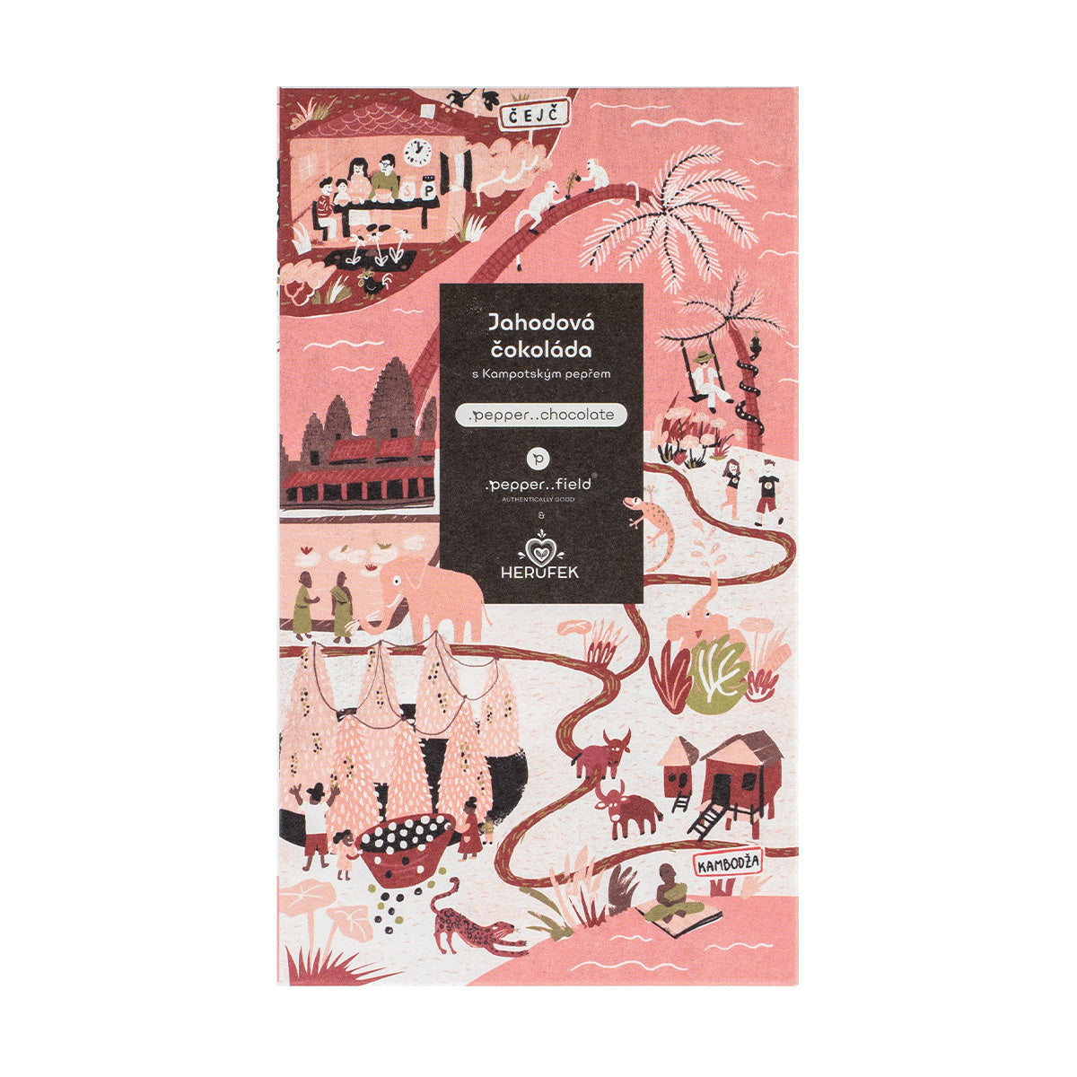 Strawberry chocolate with lyophilized Kampot m pepper - .Pepper..chocolate (50g)