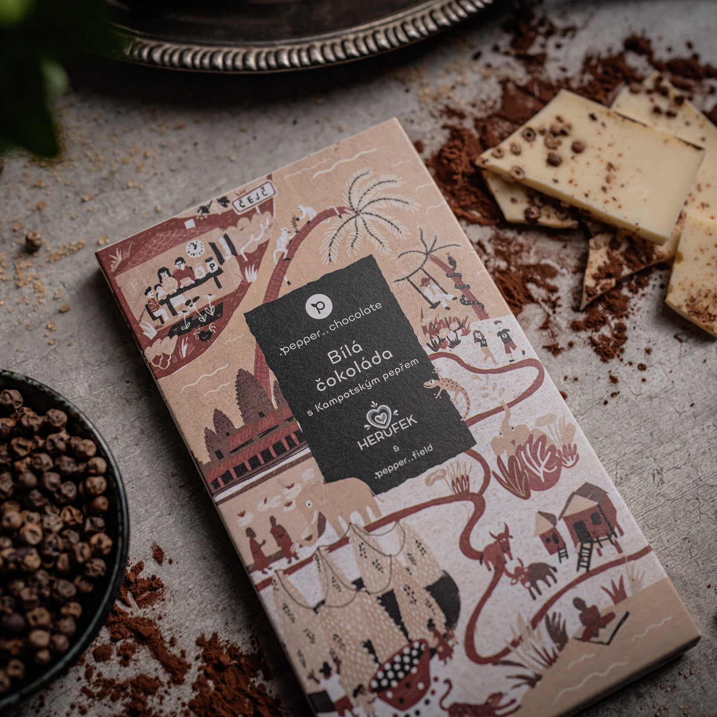 White chocolate with Kampot m pepper - .Pepper..chocolate (50g)