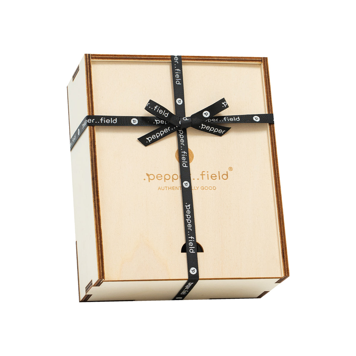Skandinavische Pfeffermühle mit Glasröhrchen mit Kampot-Pfeffer in einer Geschenkbox aus Holz (3x10g)