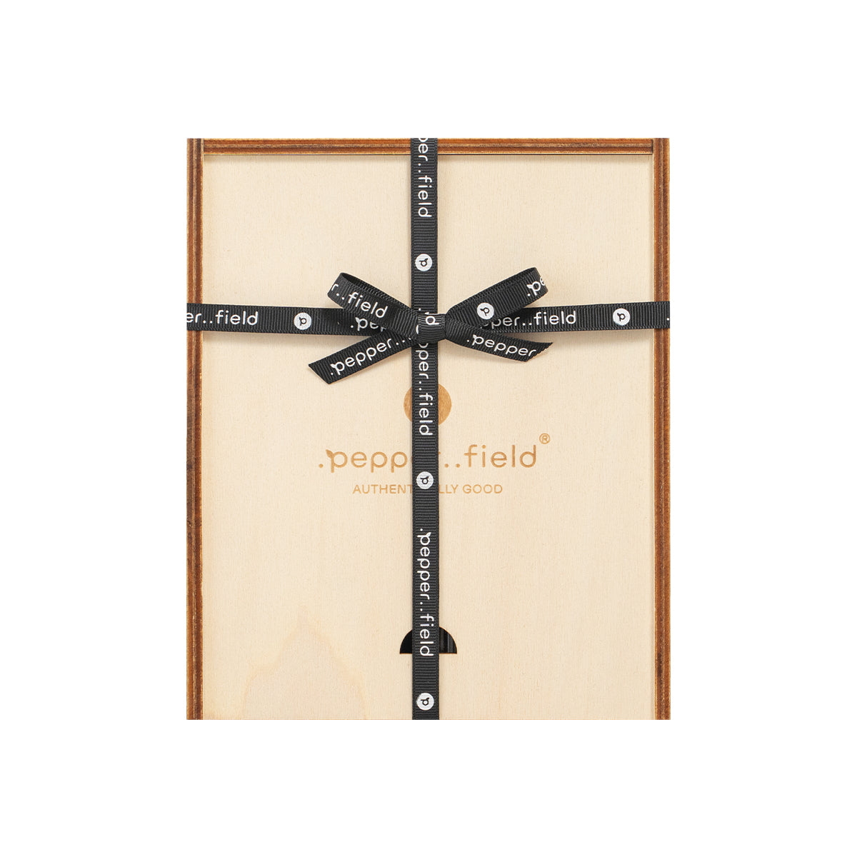 Skandinavische Pfeffermühle mit Glasröhrchen mit Kampot-Pfeffer in einer Geschenkbox aus Holz (3x10g)